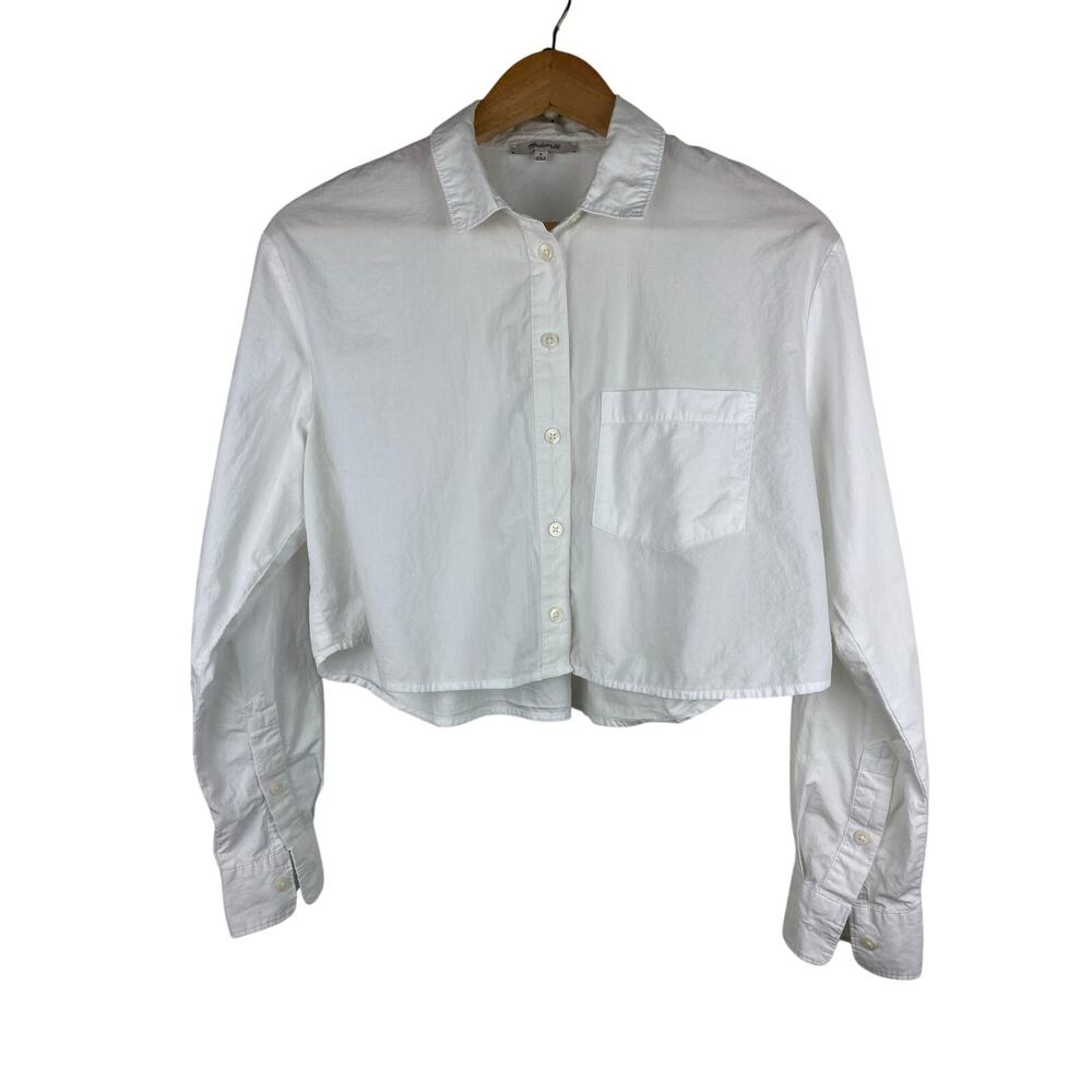 Madewell Cropped White Button Down Shirt